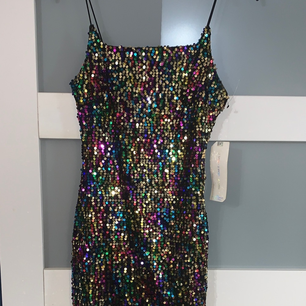 Almost Famous Multicolor Sequin Mini Dress - Picture 3 of 6